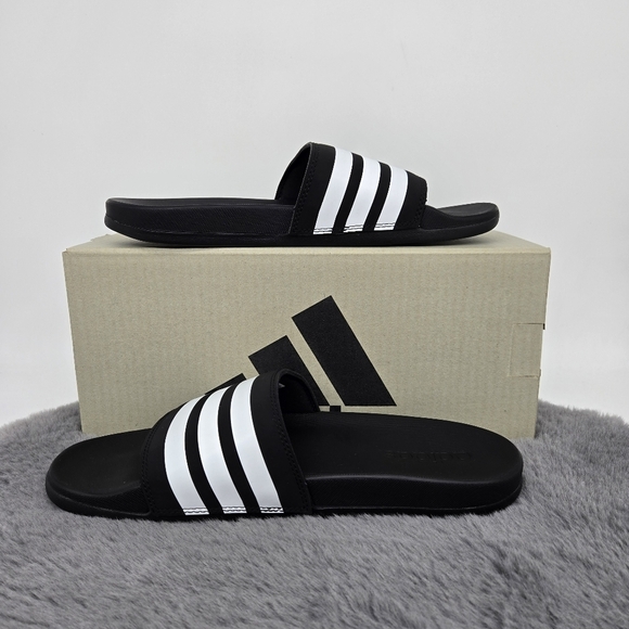 New adidas Adilette Comfort Slides Black White Women's Shoes Size 8 - Picture 7 of 8